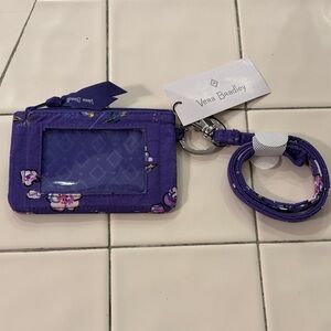 Vera Bradley Purple Floral ID Case with Lanyard